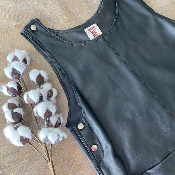 iLANA leather look black overall mini dress - Picture 12 of 14